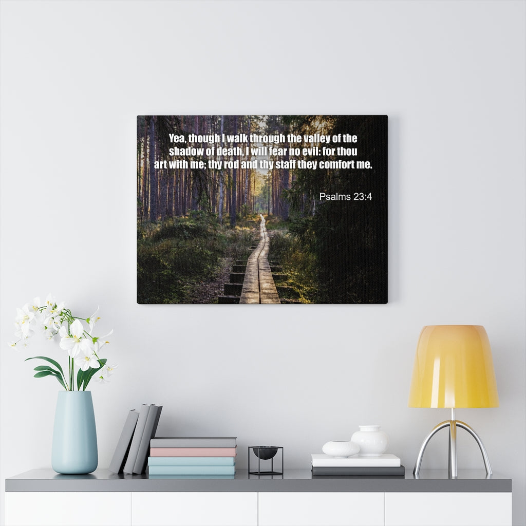 Scripture Walls I Will Fear No Evil Psalm 23:4 Bible Verse Canvas Christian Wall Art Ready to Hang Unframed-Express Your Love Gifts