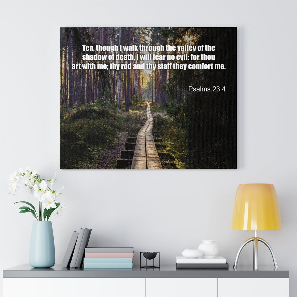 Scripture Walls I Will Fear No Evil Psalm 23:4 Bible Verse Canvas Christian Wall Art Ready to Hang Unframed-Express Your Love Gifts