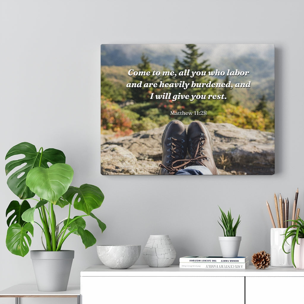 Scripture Walls I Will Give You Rest Matthew 11:28 Bible Verse Canvas Christian Wall Art Ready to Hang Unframed-Express Your Love Gifts