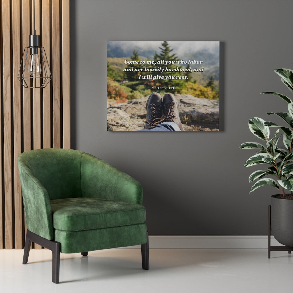 Scripture Walls I Will Give You Rest Matthew 11:28 Bible Verse Canvas Christian Wall Art Ready to Hang Unframed-Express Your Love Gifts