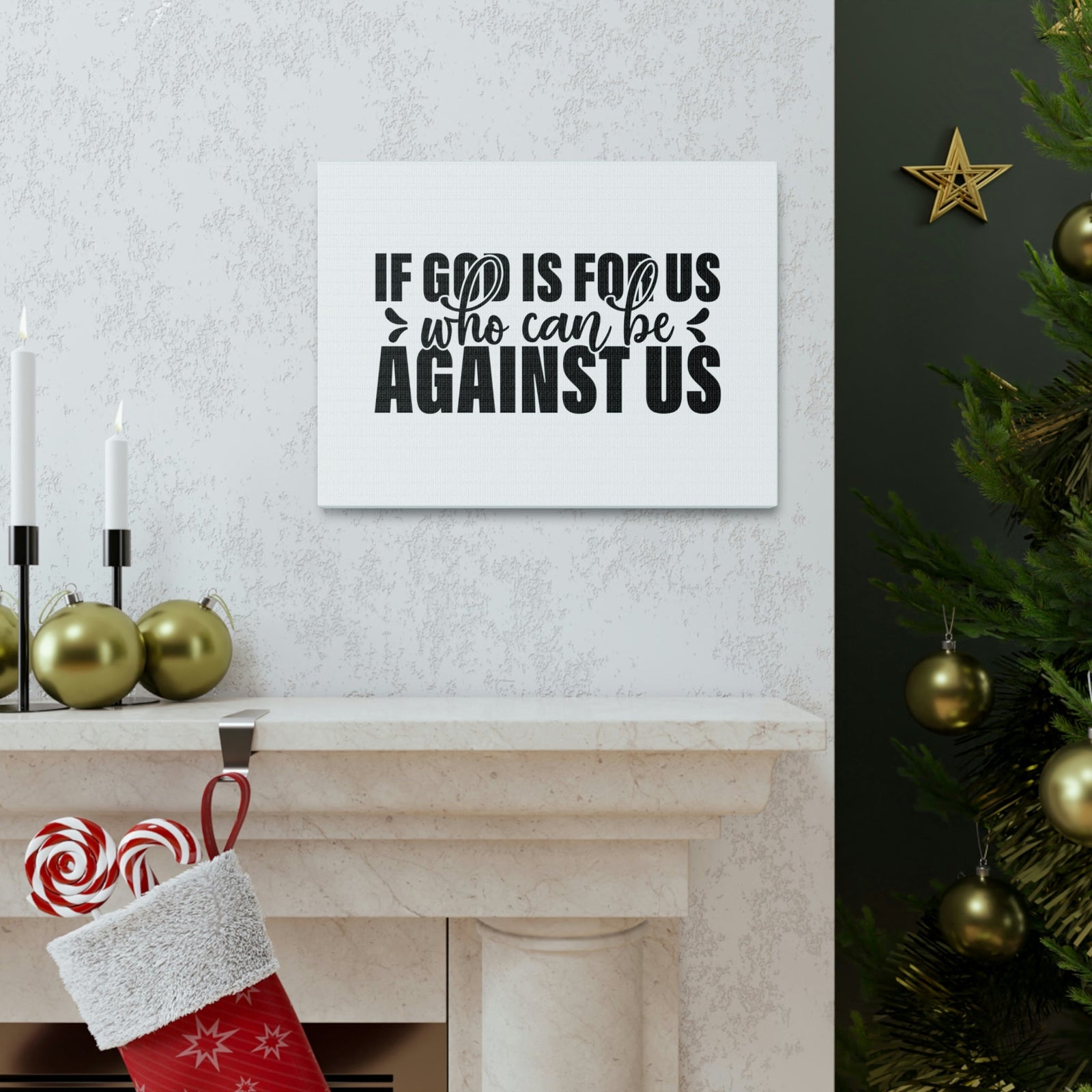Scripture Walls If God Is For Us Romans 8:31 White Christian Wall Art Bible Verse Print Ready to Hang Unframed-Express Your Love Gifts