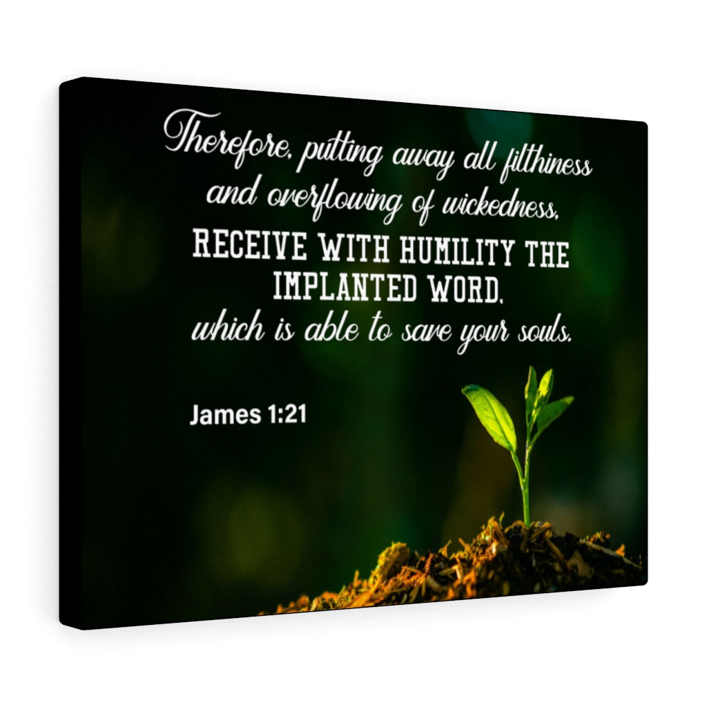Scripture Walls Implanted Word James 1:21 Bible Verse Canvas Christian Wall Art Ready to Hang Unframed-Express Your Love Gifts