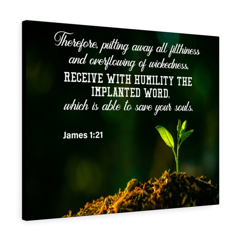 Scripture Walls Implanted Word James 1:21 Bible Verse Canvas Christian Wall Art Ready to Hang Unframed-Express Your Love Gifts
