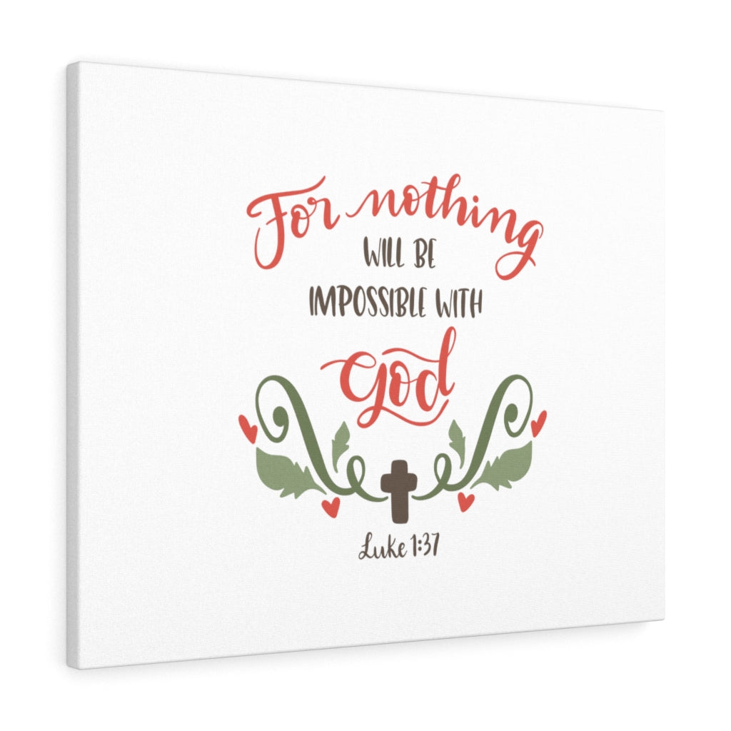 Scripture Walls Impossible With God Luke 1:37 Bible Verse Canvas Christian Wall Art Ready to Hang Unframed-Express Your Love Gifts