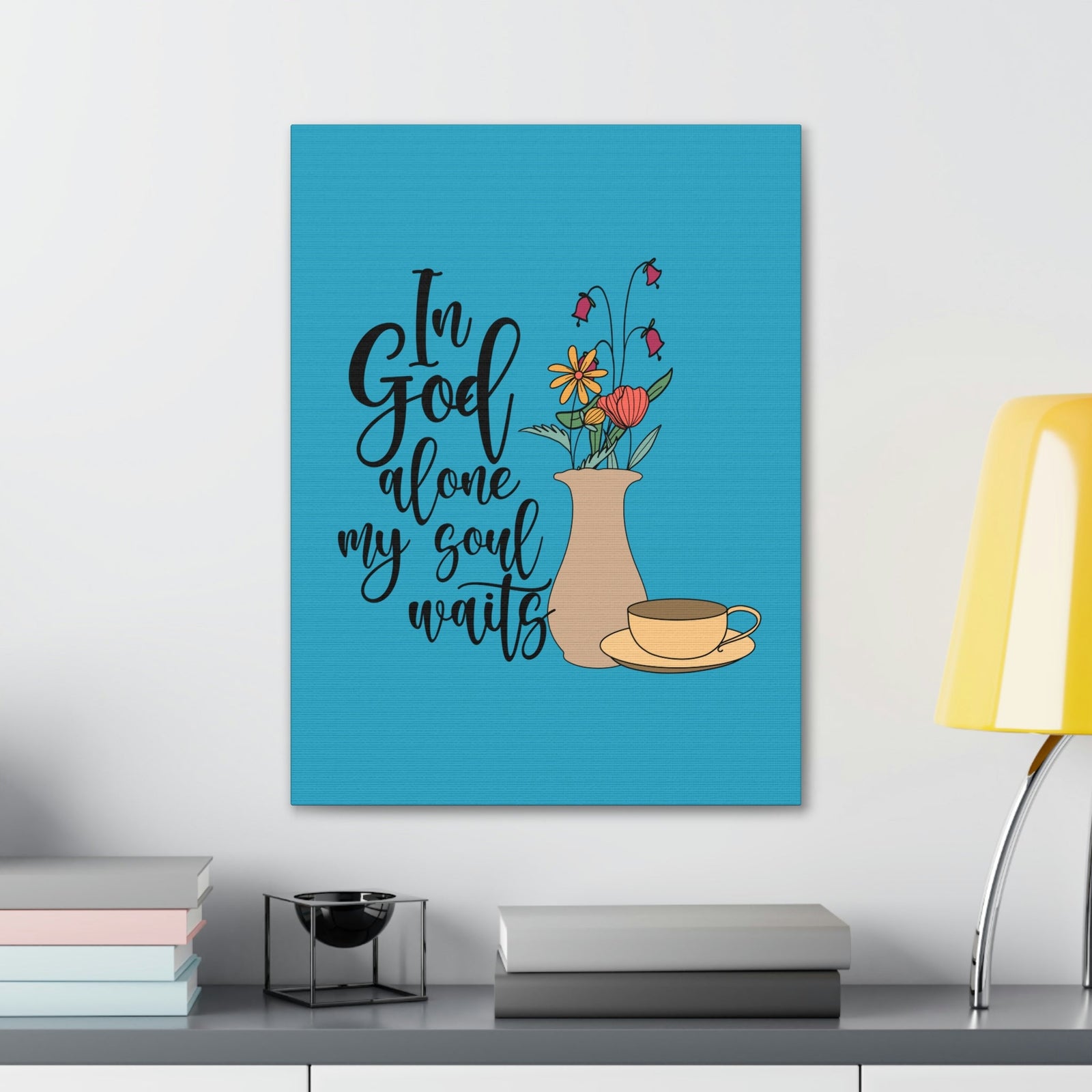 Scripture Walls In God Alone 1 Timothy 2:5 Light Blue Christian Wall Art Bible Verse Print Ready to Hang Unframed-Express Your Love Gifts