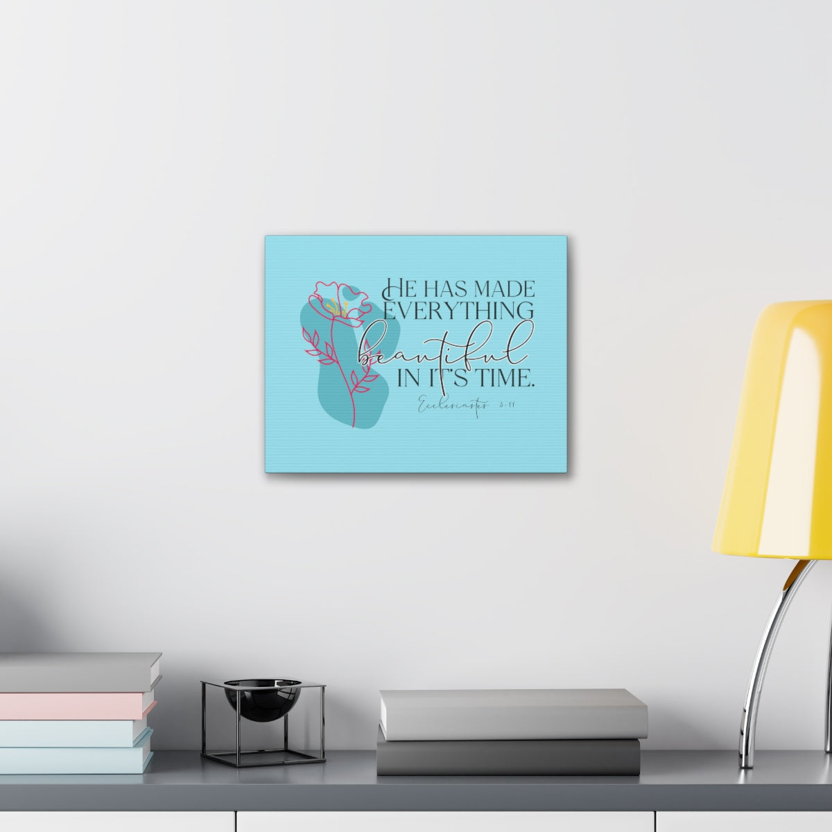 Scripture Walls In It's Time Ecclesiastes 3:11 Pink Flower Bible Verse Canvas Christian Wall Art Ready to Hang Unframed-Express Your Love Gifts