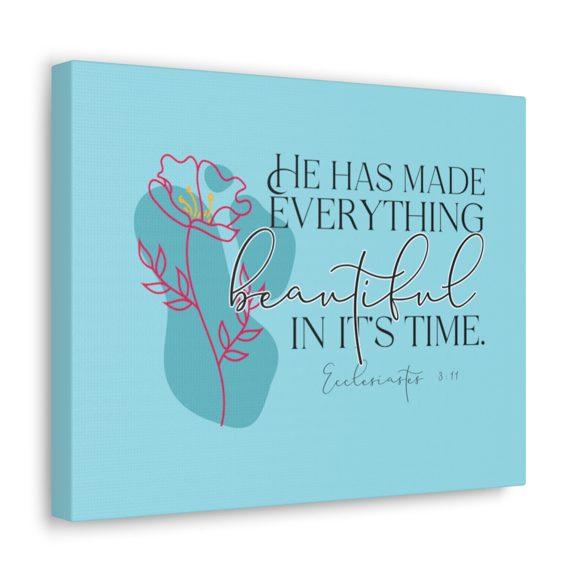 Scripture Walls In It's Time Ecclesiastes 3:11 Pink Flower Bible Verse Canvas Christian Wall Art Ready to Hang Unframed-Express Your Love Gifts