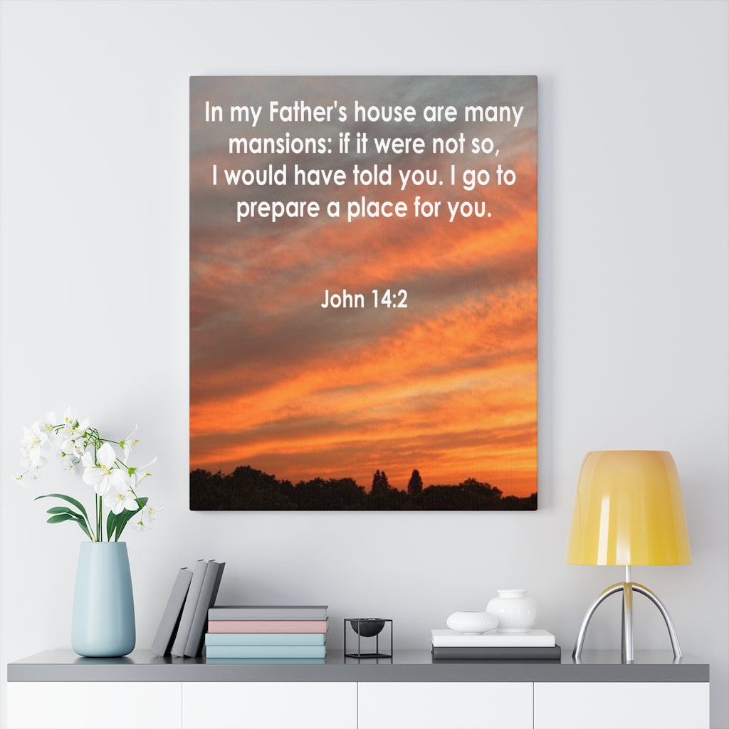 Scripture Walls In My Father's House John 14:2 Bible Verse Canvas Christian Wall Art Ready to Hang Unframed-Express Your Love Gifts