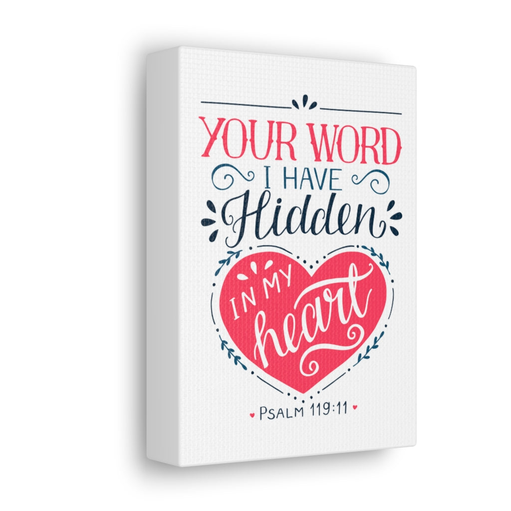 Scripture Walls In My Heart Psalm 119:11 Bible Verse Canvas Christian Wall Art Ready to Hang Unframed-Express Your Love Gifts