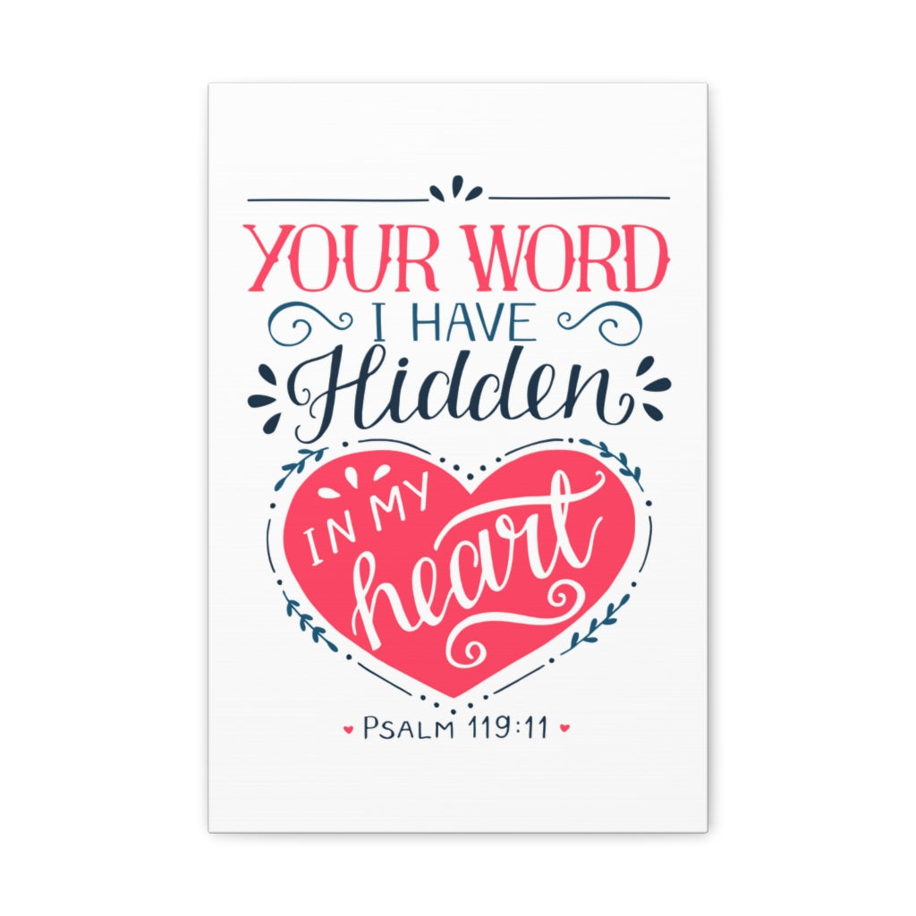 Scripture Walls In My Heart Psalm 119:11 Bible Verse Canvas Christian Wall Art Ready to Hang Unframed-Express Your Love Gifts