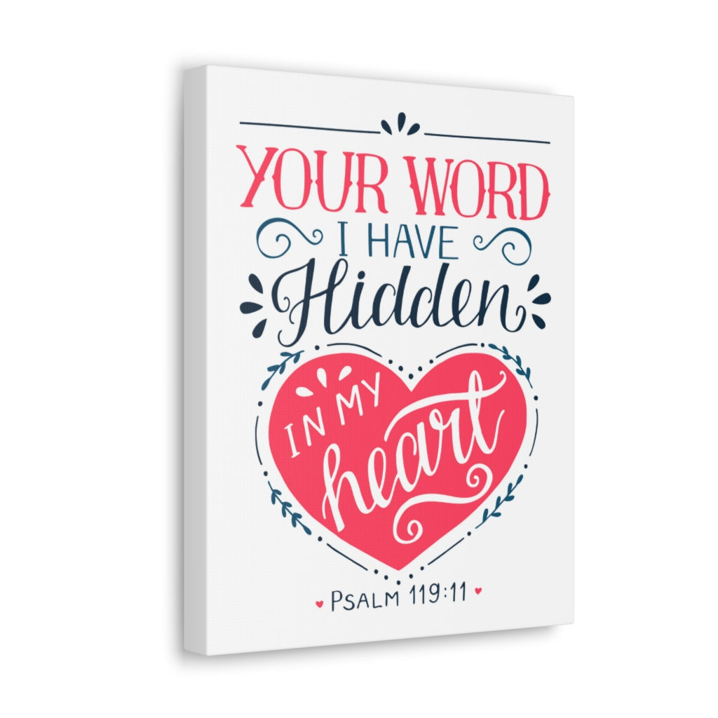 Scripture Walls In My Heart Psalm 119:11 Bible Verse Canvas Christian Wall Art Ready to Hang Unframed-Express Your Love Gifts
