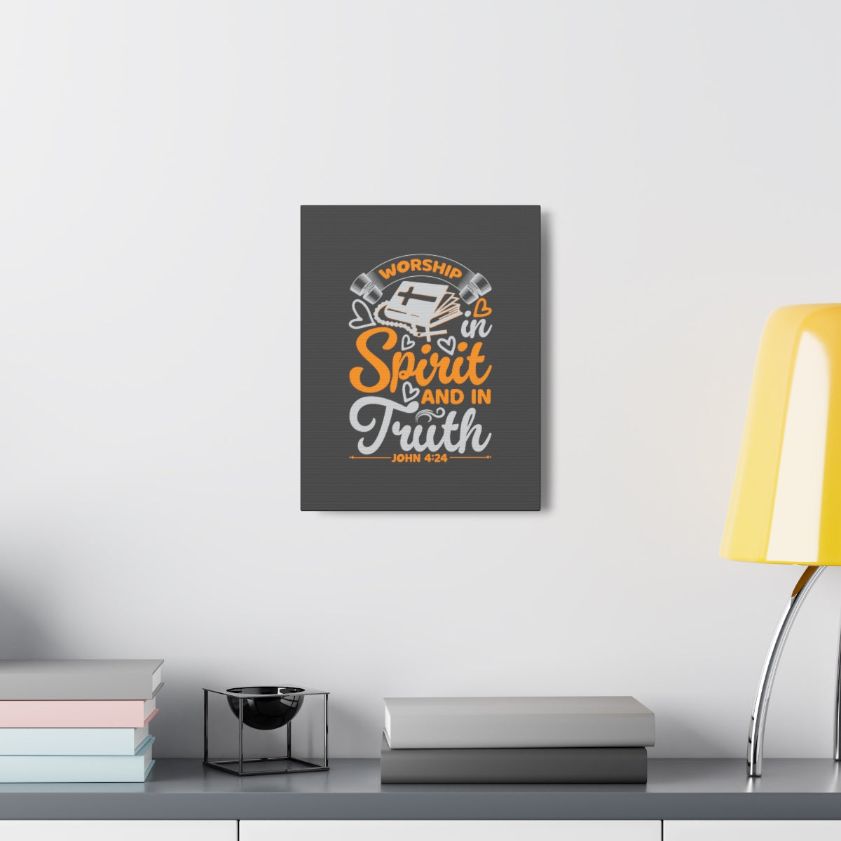 Scripture Walls In Spirit And In Truth John 4:24 Orange Bible Verse Canvas Christian Wall Art Ready to Hang Unframed-Express Your Love Gifts