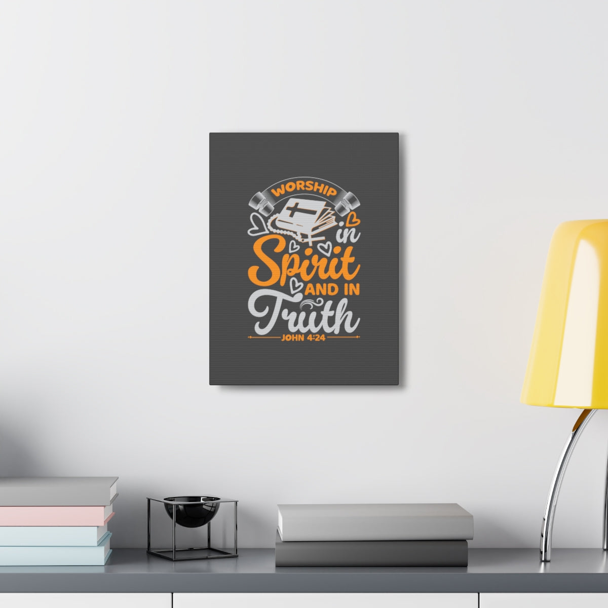Scripture Walls In Spirit And In Truth John 4:24 Orange Bible Verse Canvas Christian Wall Art Ready to Hang Unframed-Express Your Love Gifts