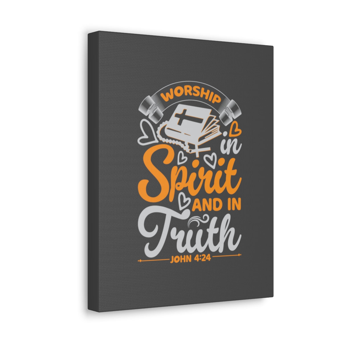 Scripture Walls In Spirit And In Truth John 4:24 Orange Bible Verse Canvas Christian Wall Art Ready to Hang Unframed-Express Your Love Gifts