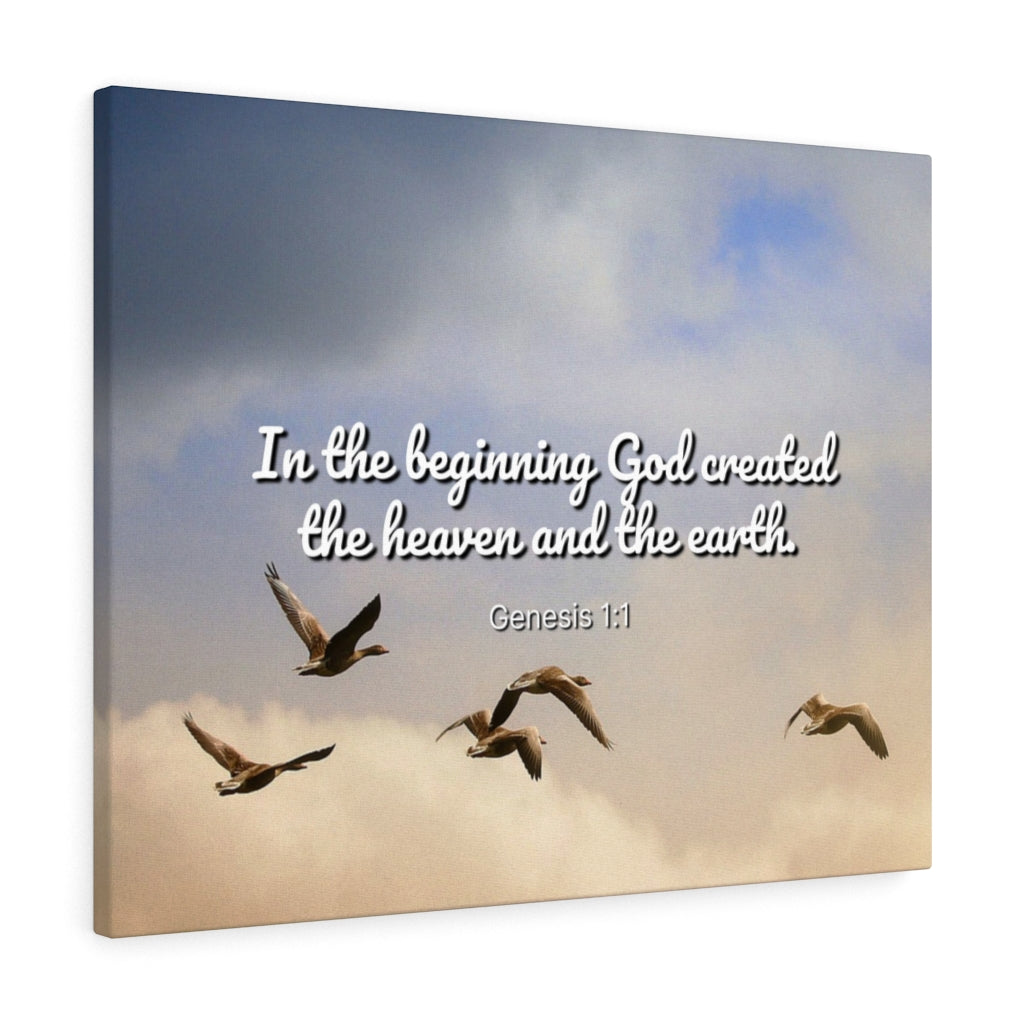Scripture Walls In The Beginning Genesis 1:1 Bible Verse Canvas Christian Wall Art Ready to Hang Unframed-Express Your Love Gifts