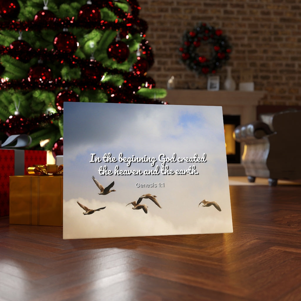 Scripture Walls In The Beginning Genesis 1:1 Bible Verse Canvas Christian Wall Art Ready to Hang Unframed-Express Your Love Gifts
