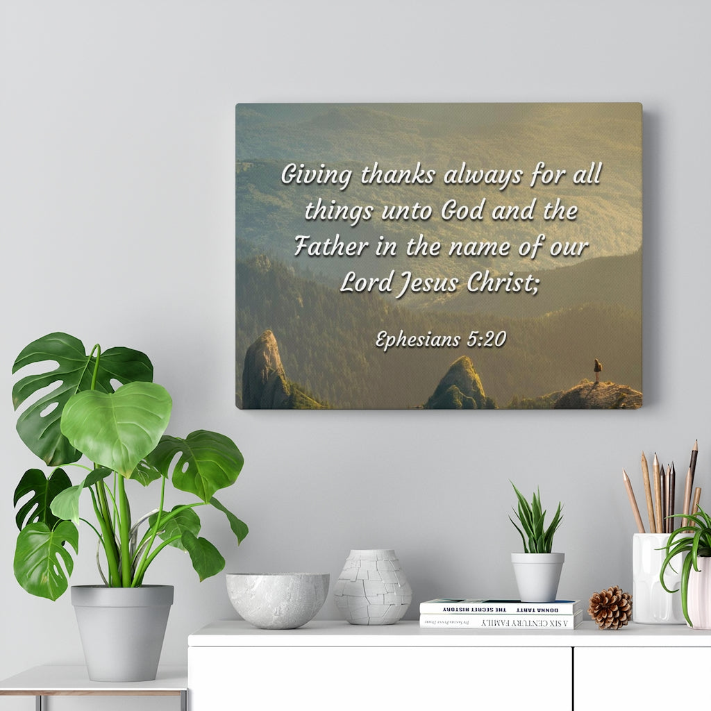 Scripture Walls In The Name Ephesians 5:20 Bible Verse Canvas Christian Wall Art Ready to Hang Unframed-Express Your Love Gifts