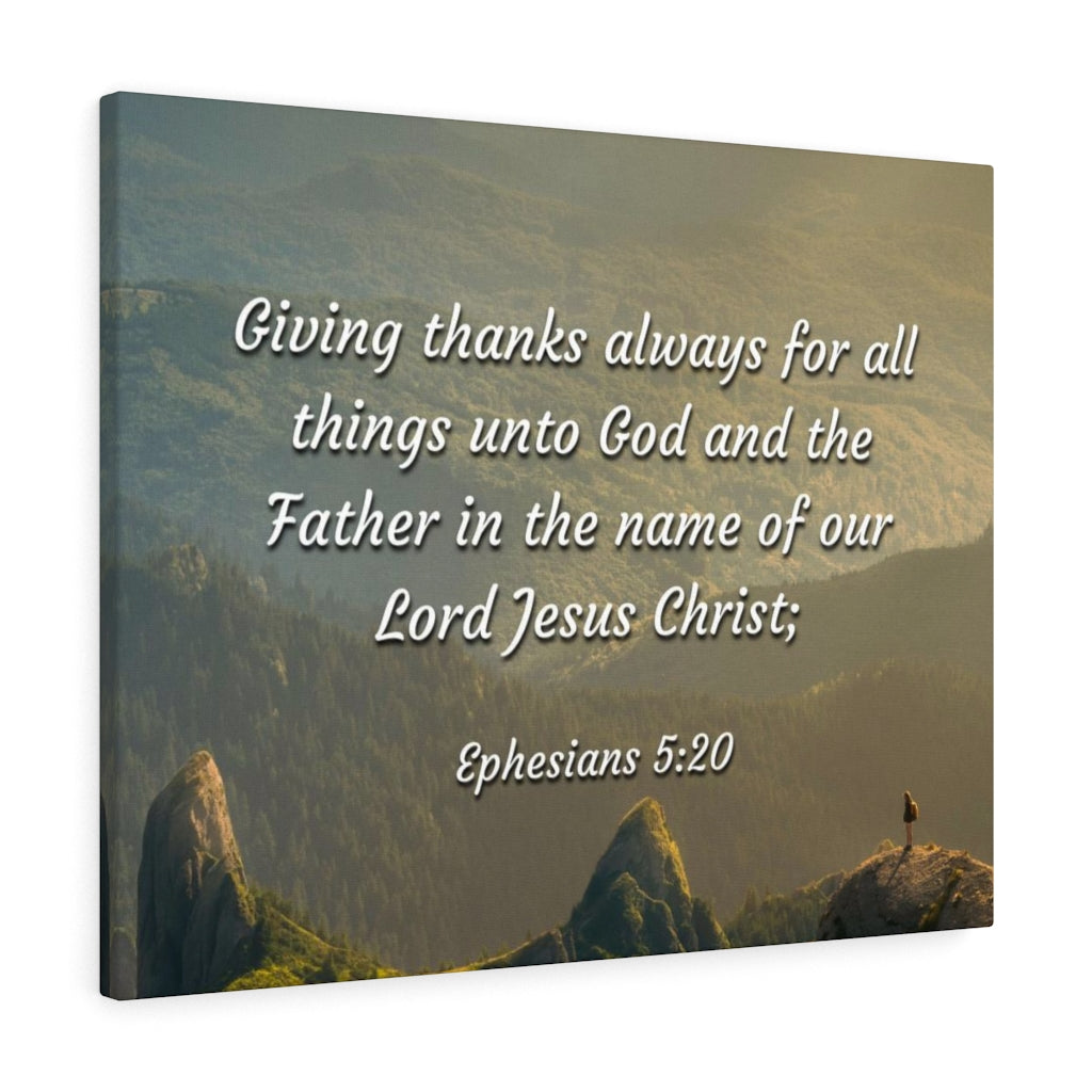Scripture Walls In The Name Ephesians 5:20 Bible Verse Canvas Christian Wall Art Ready to Hang Unframed-Express Your Love Gifts