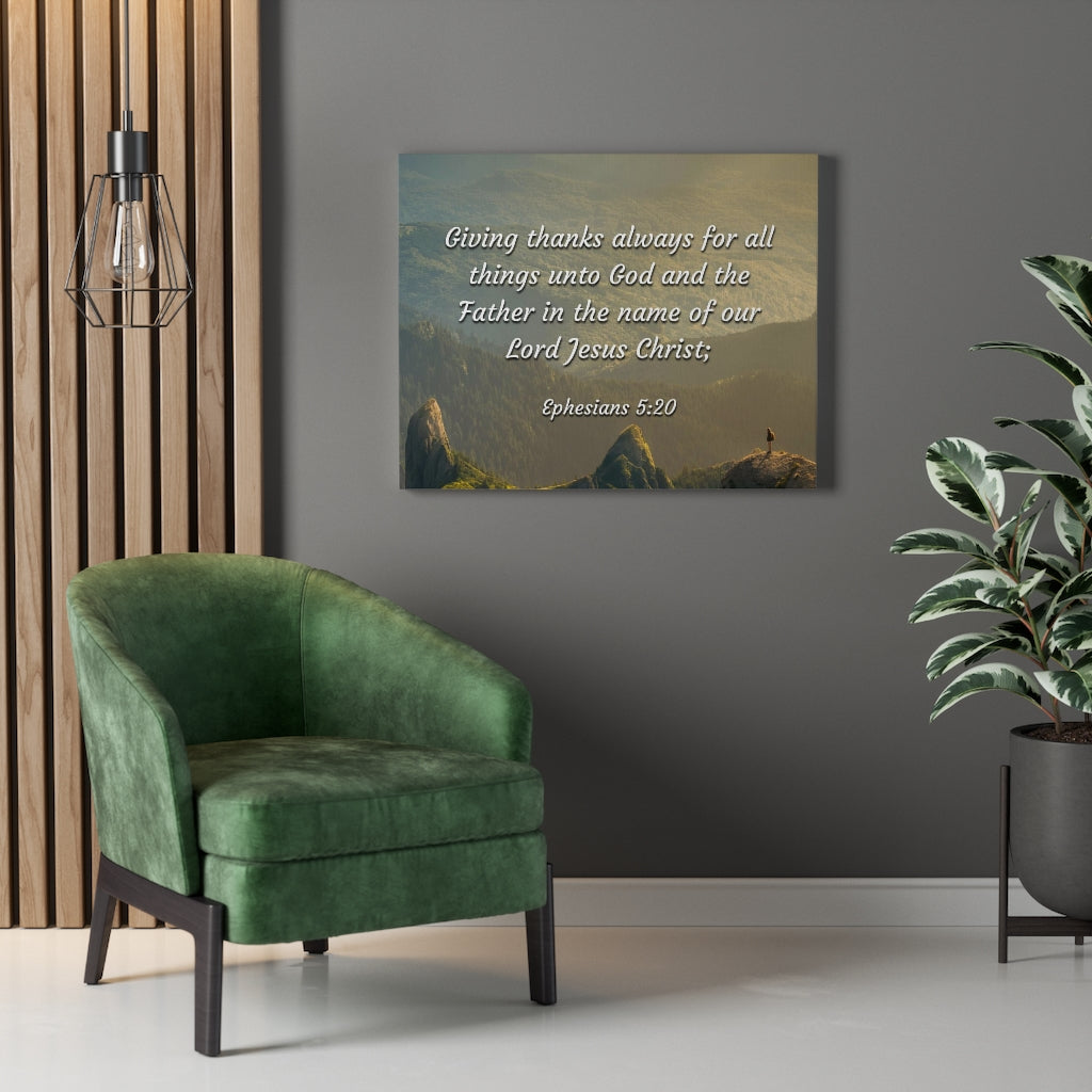 Scripture Walls In The Name Ephesians 5:20 Bible Verse Canvas Christian Wall Art Ready to Hang Unframed-Express Your Love Gifts