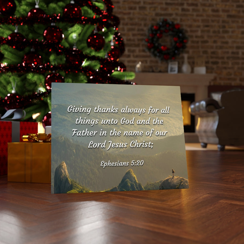 Scripture Walls In The Name Ephesians 5:20 Bible Verse Canvas Christian Wall Art Ready to Hang Unframed-Express Your Love Gifts