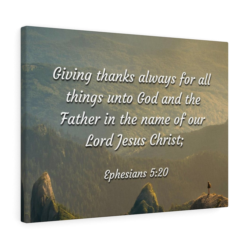 Scripture Walls In The Name Ephesians 5:20 Bible Verse Canvas Christian Wall Art Ready to Hang Unframed-Express Your Love Gifts