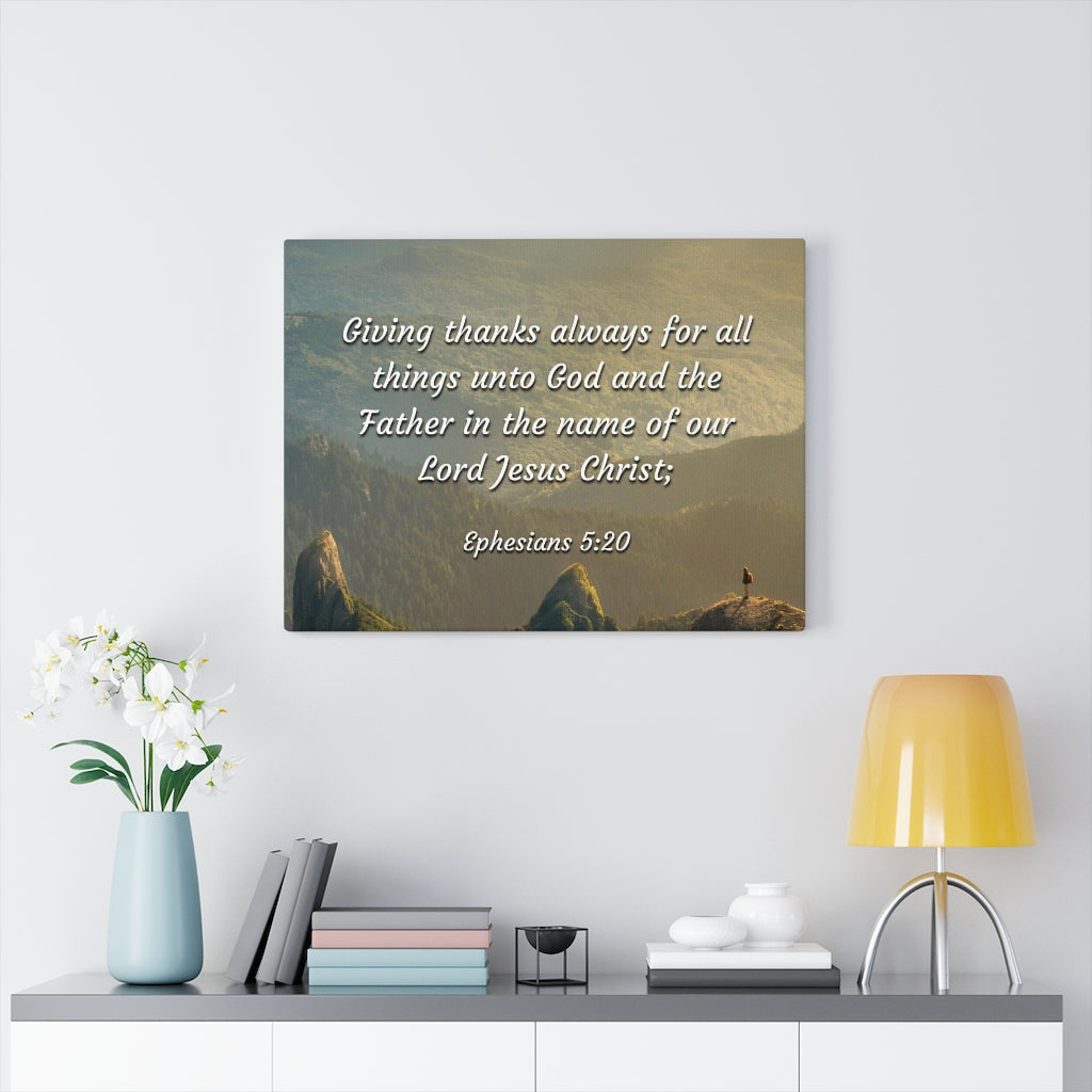 Scripture Walls In The Name Ephesians 5:20 Bible Verse Canvas Christian Wall Art Ready to Hang Unframed-Express Your Love Gifts