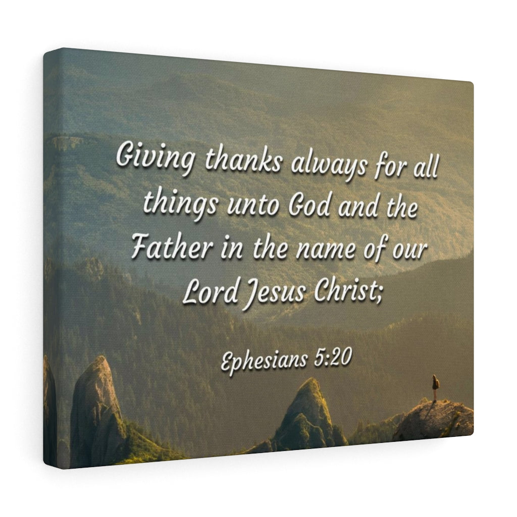 Scripture Walls In The Name Ephesians 5:20 Bible Verse Canvas Christian Wall Art Ready to Hang Unframed-Express Your Love Gifts