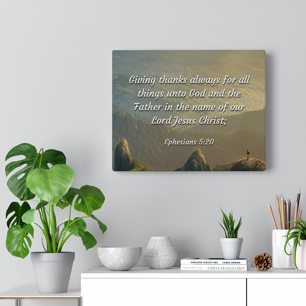 Scripture Walls In The Name Ephesians 5:20 Bible Verse Canvas Christian Wall Art Ready to Hang Unframed-Express Your Love Gifts