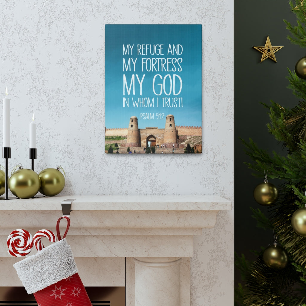 Scripture Walls In Whom I Trust Psalm 91:2 Bible Verse Canvas Christian Wall Art Ready to Hang Unframed-Express Your Love Gifts