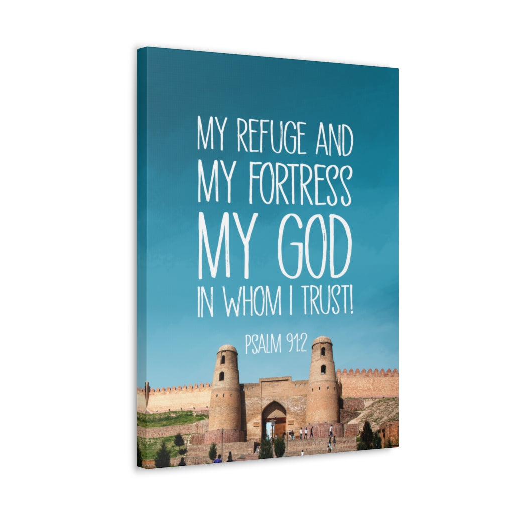 Scripture Walls In Whom I Trust Psalm 91:2 Bible Verse Canvas Christian Wall Art Ready to Hang Unframed-Express Your Love Gifts