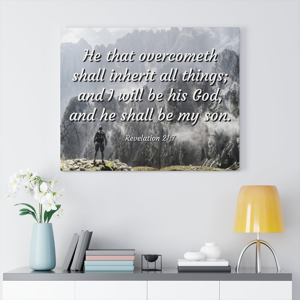 Scripture Walls Inherit All Things Revelation 21:7 Bible Verse Canvas Christian Wall Art Ready to Hang Unframed-Express Your Love Gifts