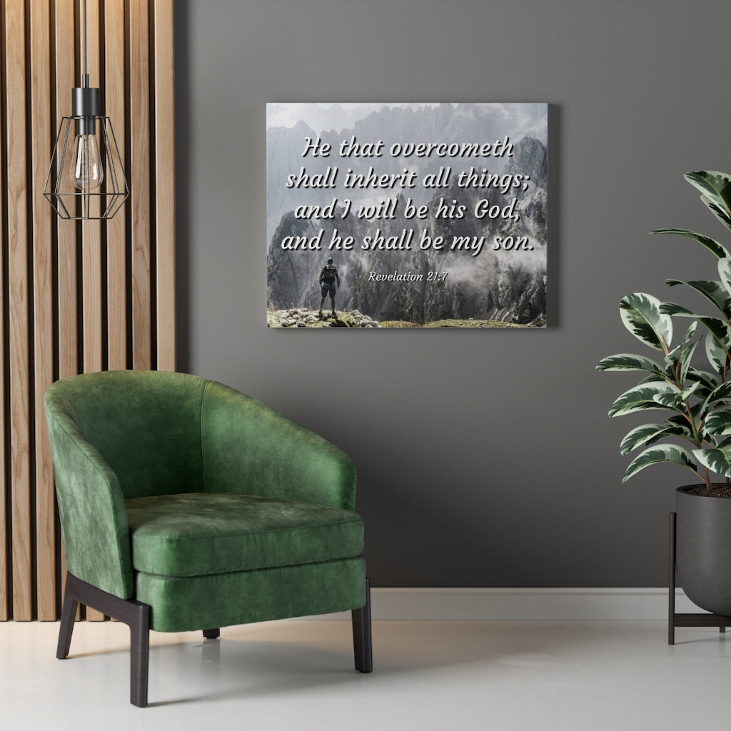 Scripture Walls Inherit All Things Revelation 21:7 Bible Verse Canvas Christian Wall Art Ready to Hang Unframed-Express Your Love Gifts