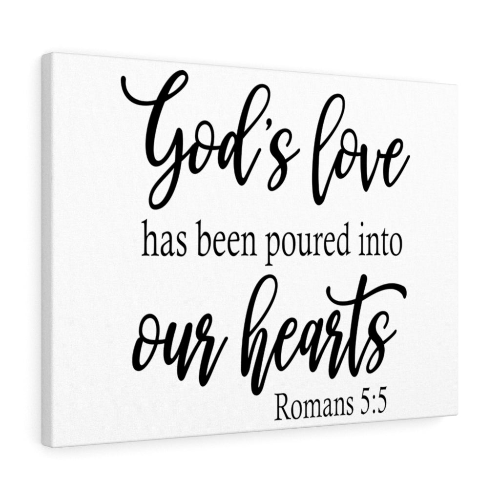 Scripture Walls Into Our Hearts Romans 5:5 Bible Verse Canvas Christian Wall Art Ready to Hang Unframed-Express Your Love Gifts