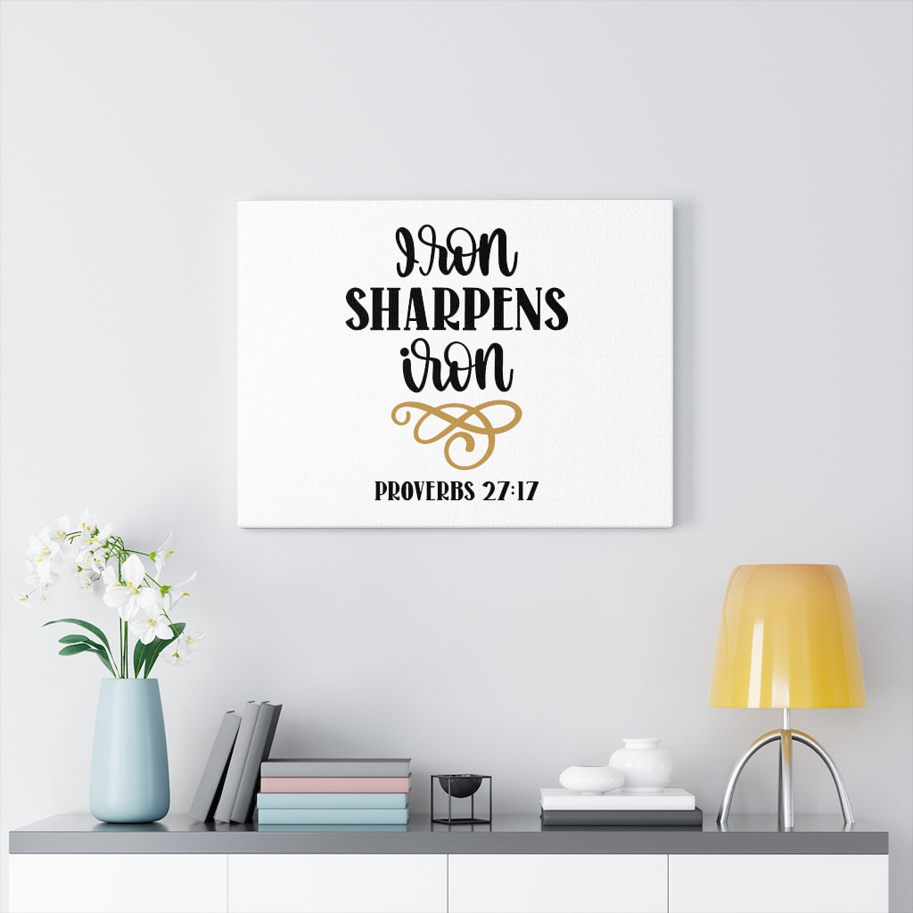 Scripture Walls Iron Sharpens Iron Proverbs 27:17 Bible Verse Canvas Christian Wall Art Ready to Hang Unframed-Express Your Love Gifts