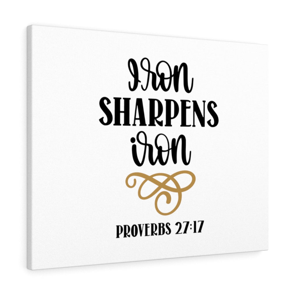 Scripture Walls Iron Sharpens Iron Proverbs 27:17 Bible Verse Canvas Christian Wall Art Ready to Hang Unframed-Express Your Love Gifts