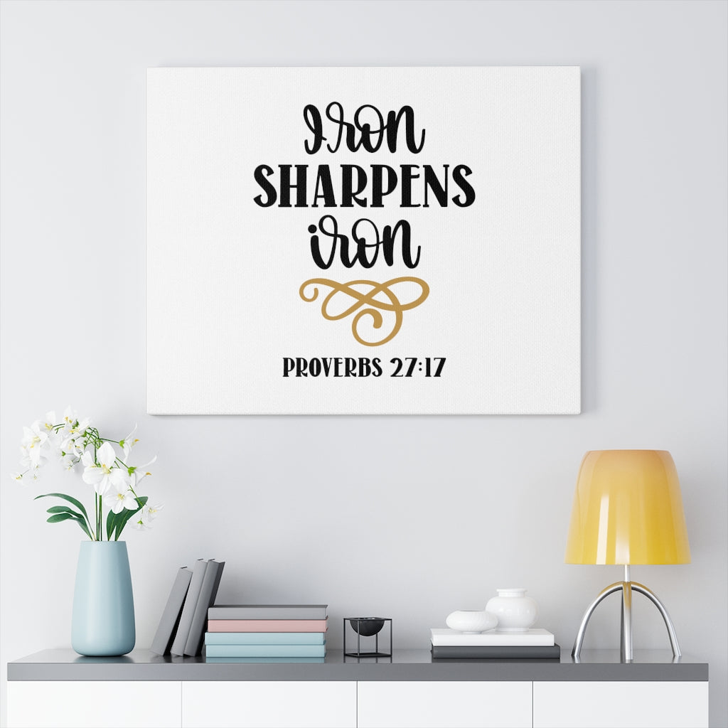 Scripture Walls Iron Sharpens Iron Proverbs 27:17 Bible Verse Canvas Christian Wall Art Ready to Hang Unframed-Express Your Love Gifts