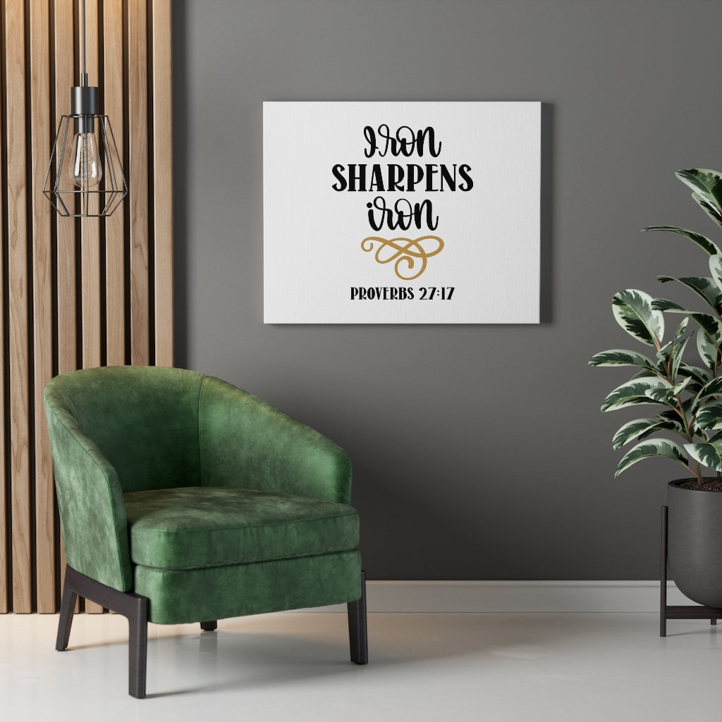 Scripture Walls Iron Sharpens Iron Proverbs 27:17 Bible Verse Canvas Christian Wall Art Ready to Hang Unframed-Express Your Love Gifts