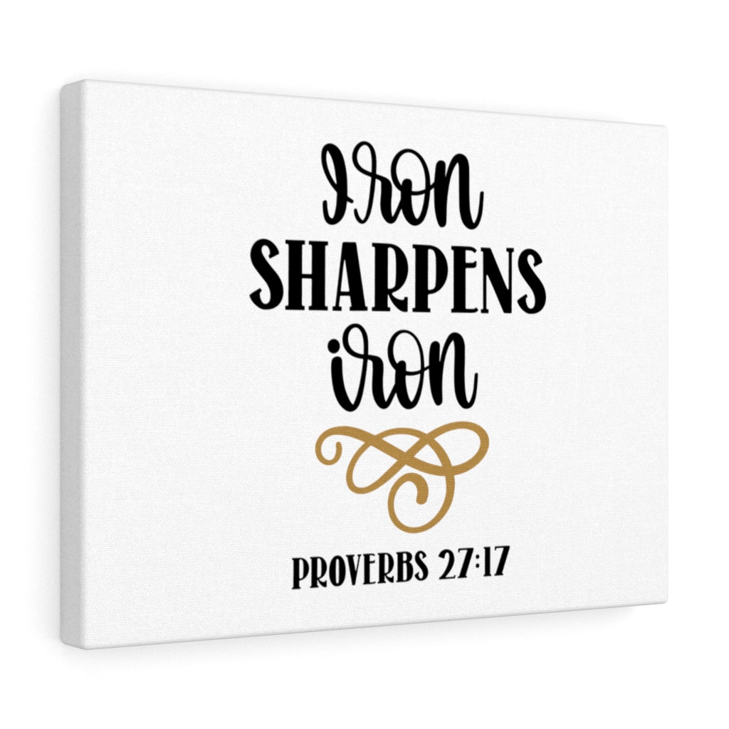 Scripture Walls Iron Sharpens Iron Proverbs 27:17 Bible Verse Canvas Christian Wall Art Ready to Hang Unframed-Express Your Love Gifts