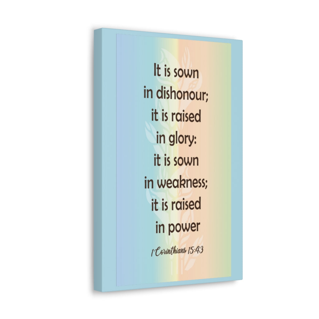 Scripture Walls It Is Sown In Dishonour 1 Corinthians 15:43 Bible Verse Canvas Christian Wall Art Ready To Hang Unframed-Express Your Love Gifts