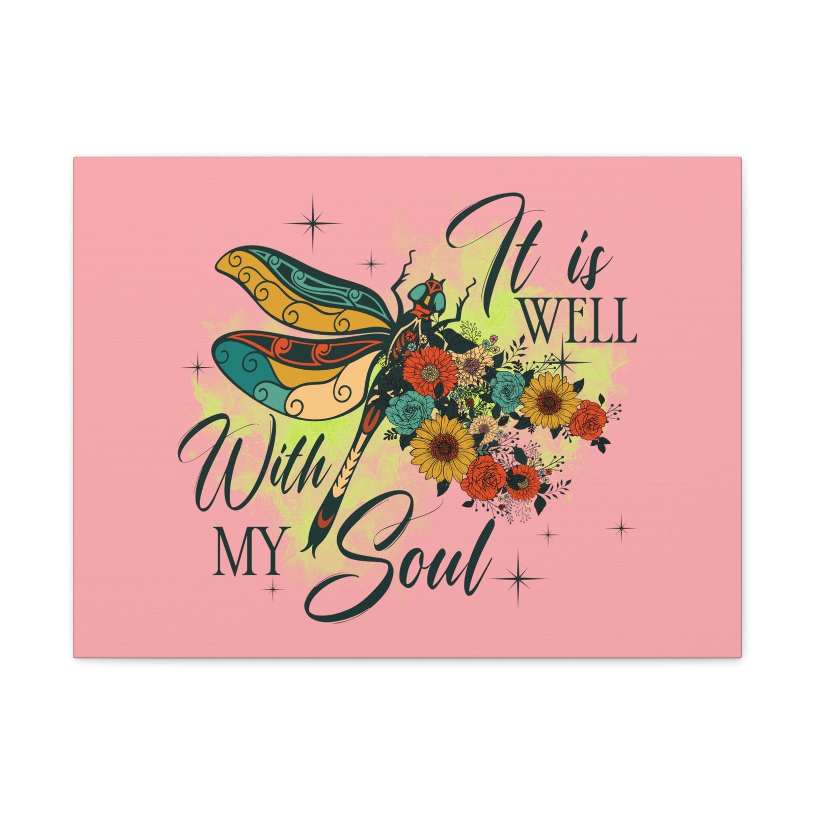 Scripture Walls It Is Well Psalm 42:7 Dragonfly Green Christian Wall Art Bible Verse Print Ready to Hang Unframed-Express Your Love Gifts