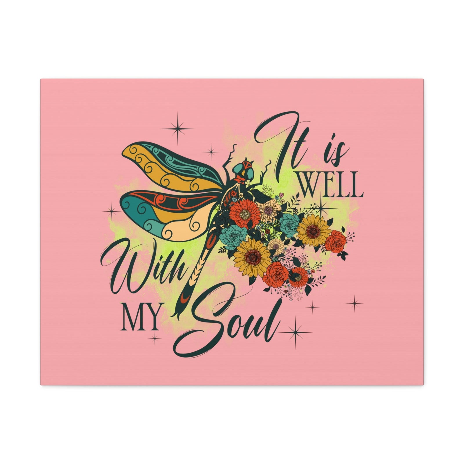 Scripture Walls It Is Well Psalm 42:7 Dragonfly Green Christian Wall Art Bible Verse Print Ready to Hang Unframed-Express Your Love Gifts