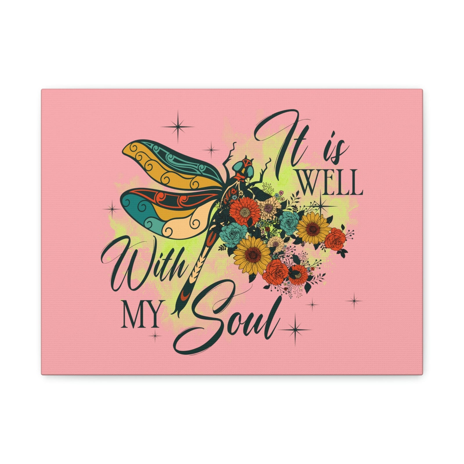 Scripture Walls It Is Well Psalm 42:7 Dragonfly Green Christian Wall Art Bible Verse Print Ready to Hang Unframed-Express Your Love Gifts