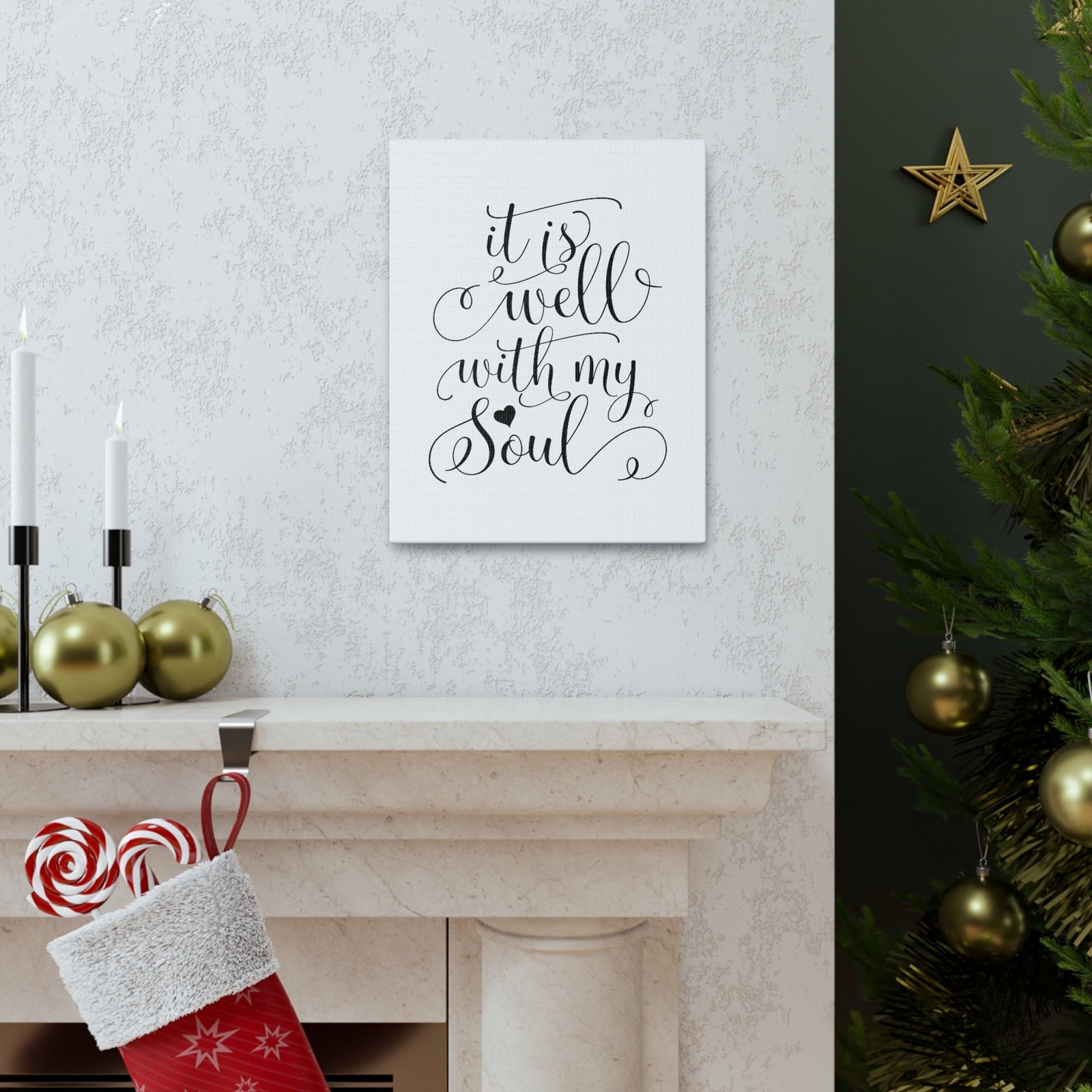 Scripture Walls It Is Well With My Soul Psalm 42:7 Heart Christian Wall Art Bible Verse Print Ready to Hang Unframed-Express Your Love Gifts