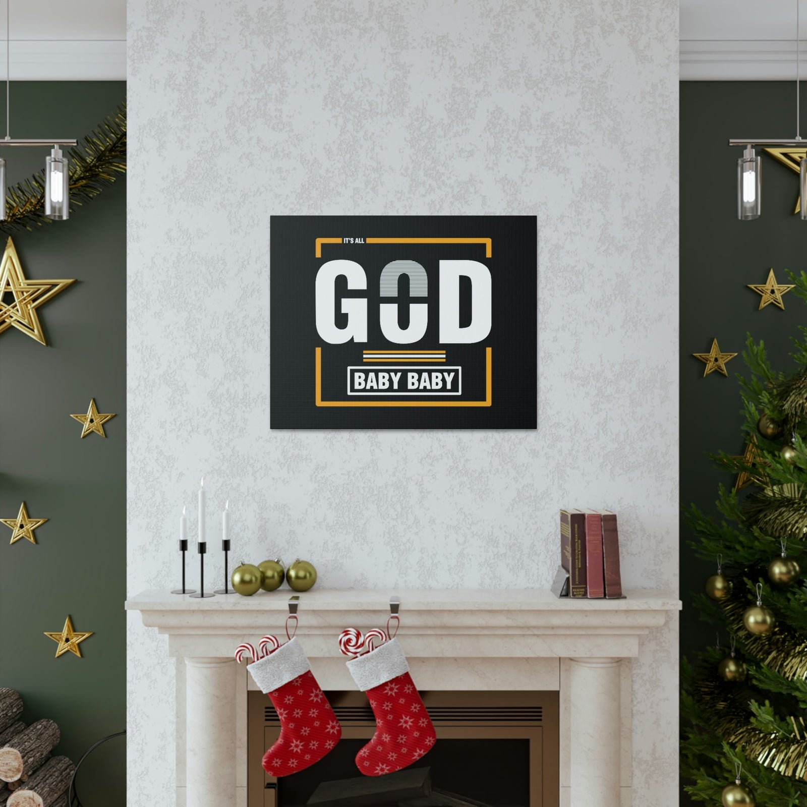 Scripture Walls It's All God Baby Hebrews 13:8 Black Christian Wall Art Bible Verse Print Ready to Hang Unframed-Express Your Love Gifts