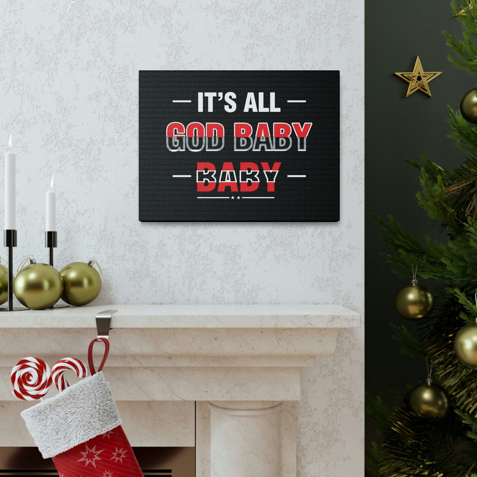Scripture Walls It's All God Baby Hebrews 13:8 Red Christian Wall Art Bible Verse Print Ready to Hang Unframed-Express Your Love Gifts