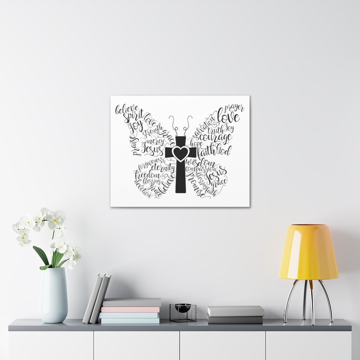 Scripture Walls Jesus Acts 16:31 Butterfly Christian Wall Art Print Ready to Hang Unframed-Express Your Love Gifts
