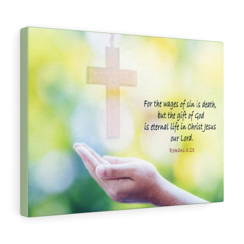 Scripture Walls Jesus Christ Our Lord Romans 6:23 Bible Verse Canvas Christian Wall Art Ready to Hang Unframed-Express Your Love Gifts