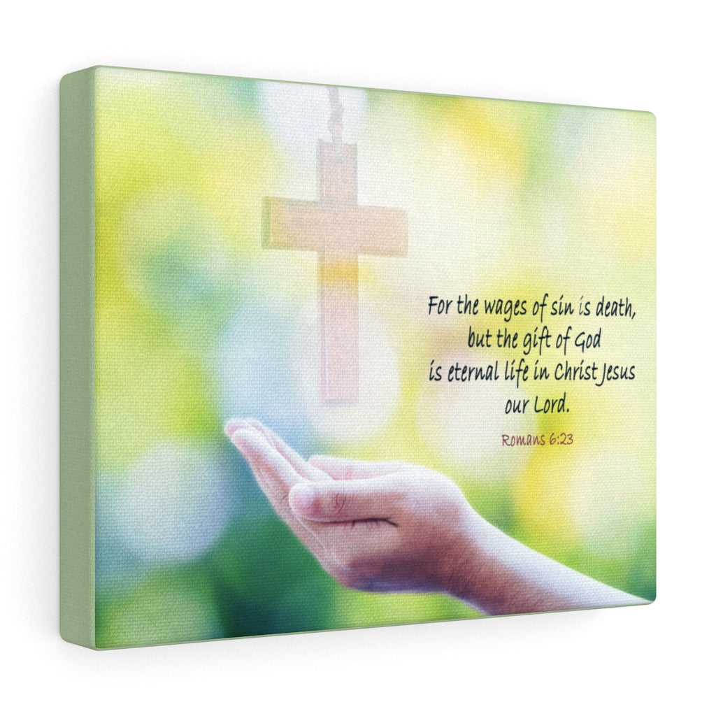 Scripture Walls Jesus Christ Our Lord Romans 6:23 Bible Verse Canvas Christian Wall Art Ready to Hang Unframed-Express Your Love Gifts