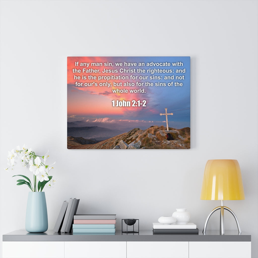 Scripture Walls Jesus Christ The Righteous 1 John 2:1-2 Bible Verse Canvas Christian Wall Art Ready to Hang Unframed-Express Your Love Gifts