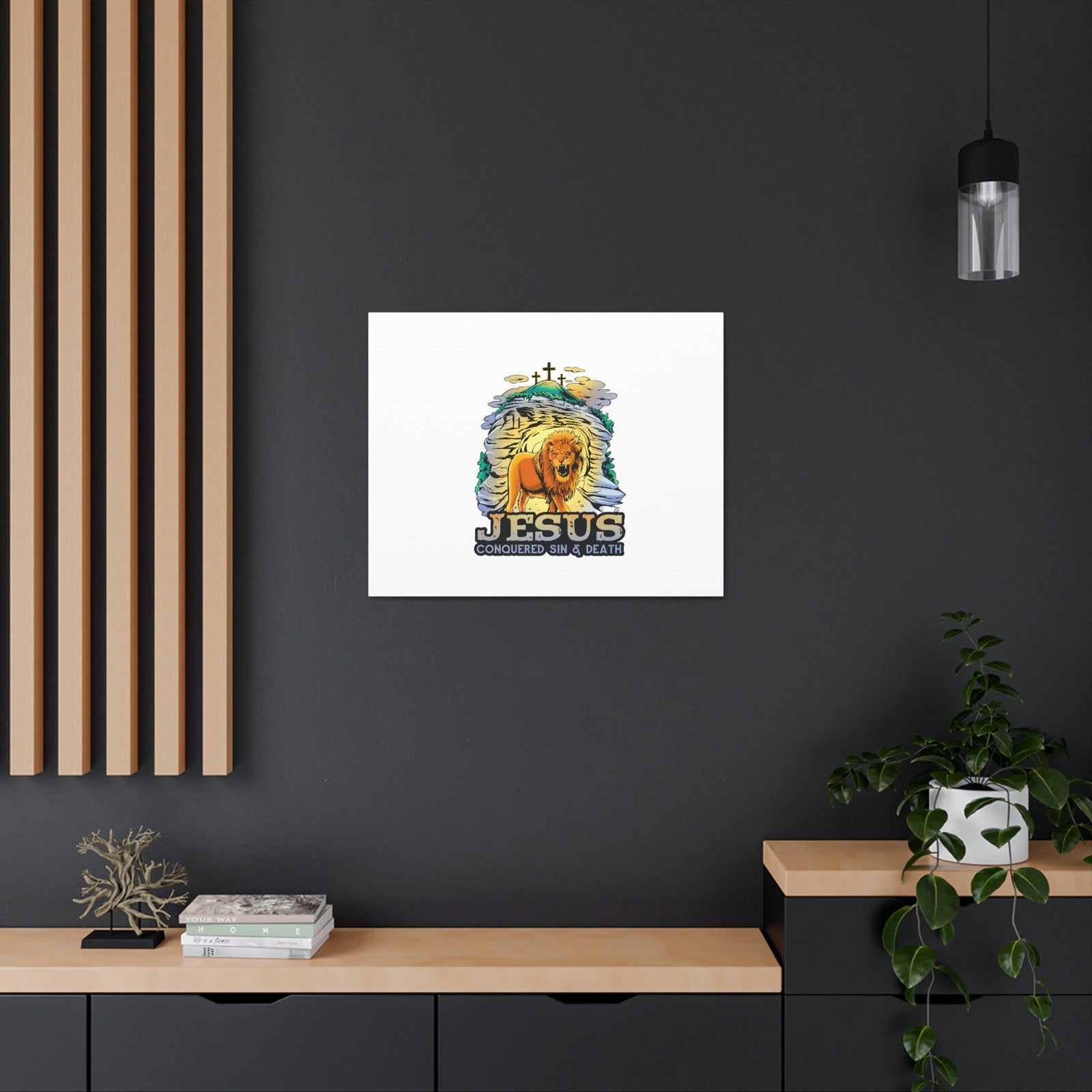 Scripture Walls Jesus Conquered Sin And Death 1 Corinthians 15:55-57 Christian Wall Art Bible Verse Print Ready to Hang Unframed-Express Your Love Gifts